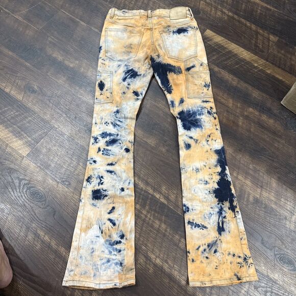 Valabasas Jeans Mens 29 Orange Bleach Wash Flared Leg Mid Rise Stretch Denim - Picture 1 of 13